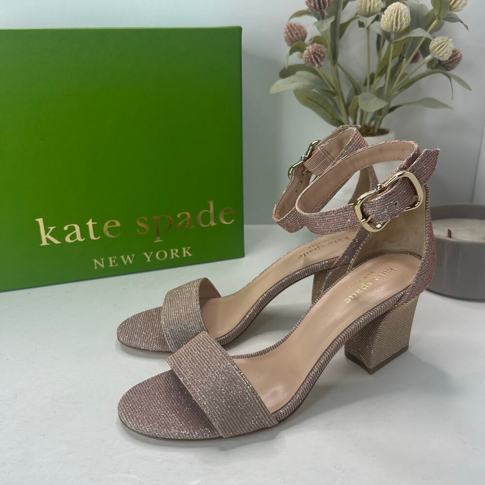Kate Spade Susane Glitter Block Heel Sandals Pink S733001 Women's 6M